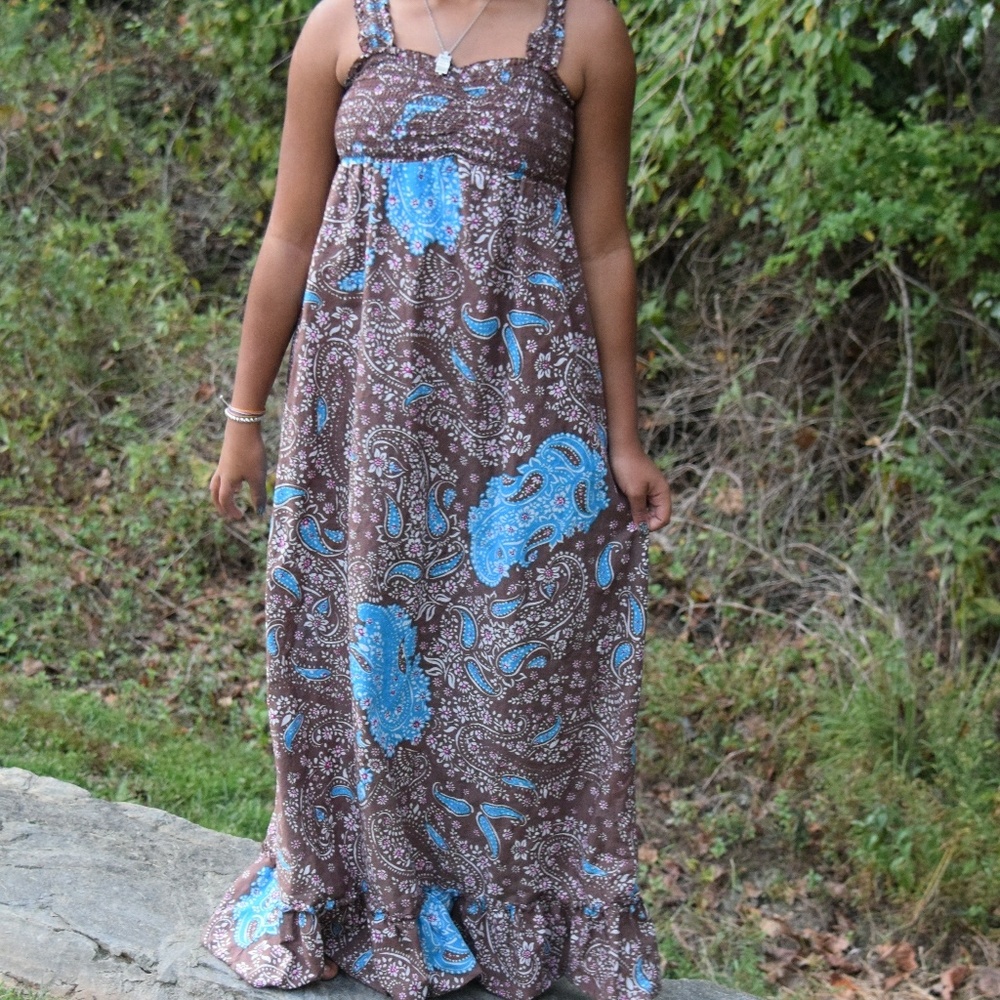 ❤Maxi Brown with Turquoise Dress-3 for $15